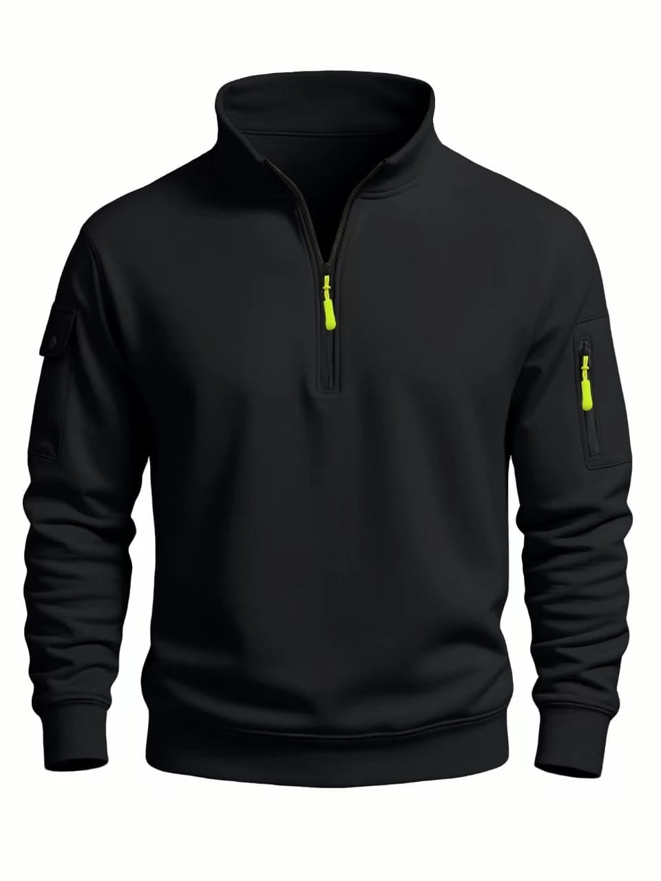 Buzo de hombre nuevo otoño invierno 2025, casual deportivo, manga larga, cuello alto con medio cierre, cortavientos.